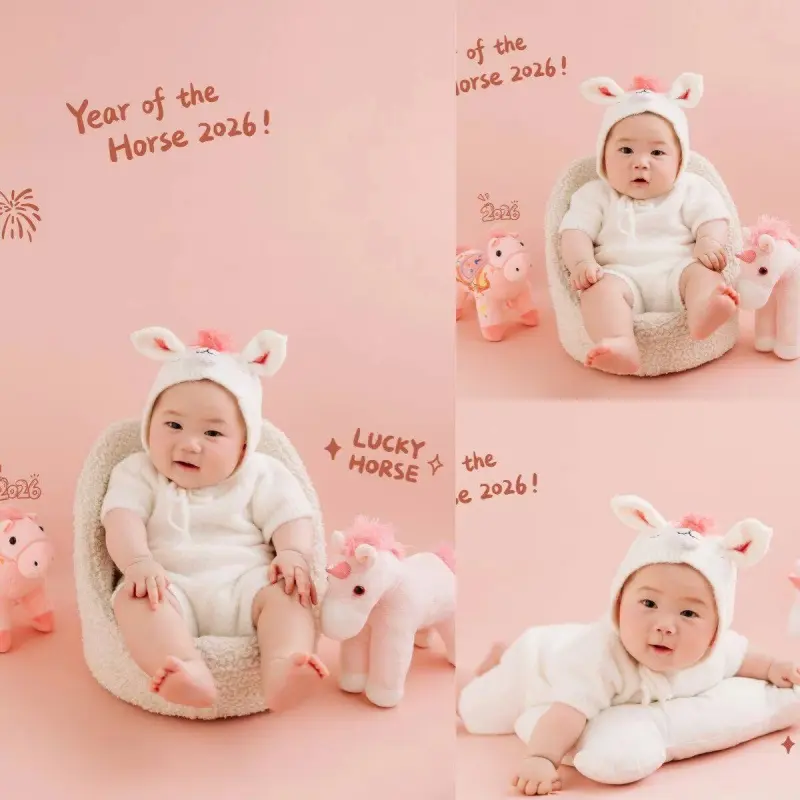 2026 Pink Horse Year Theme Set - Newborn Photography Props - Image 3